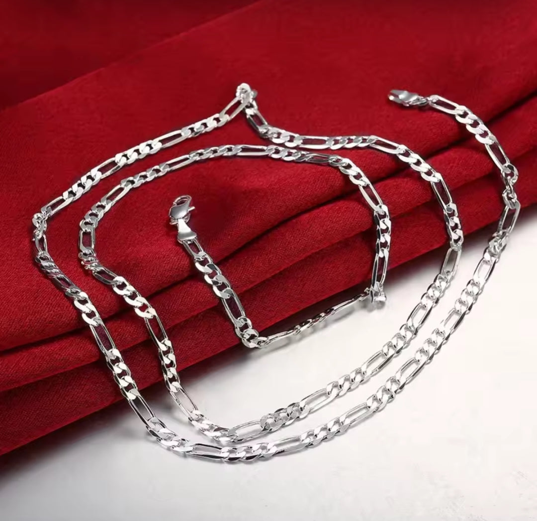 40-75cm 925 Silver 4mm Figaro Chain Necklace For Women Men Hip Hop Jewelry Gift