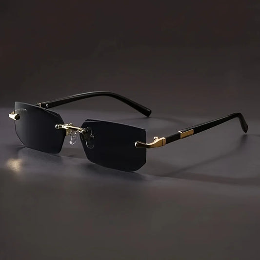 1pc Rimless Sunglasses Rectangle Women Men Shades Small Square Sun