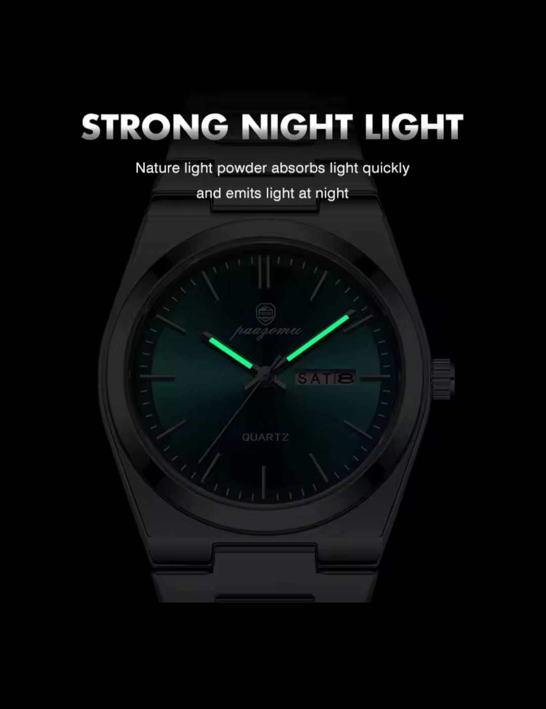 PAAZOMU Fashion Men's Quartz Watch Stainless Steel Waterproof Luminous Man Watch Chronograph Date Multifunction Watches For Men