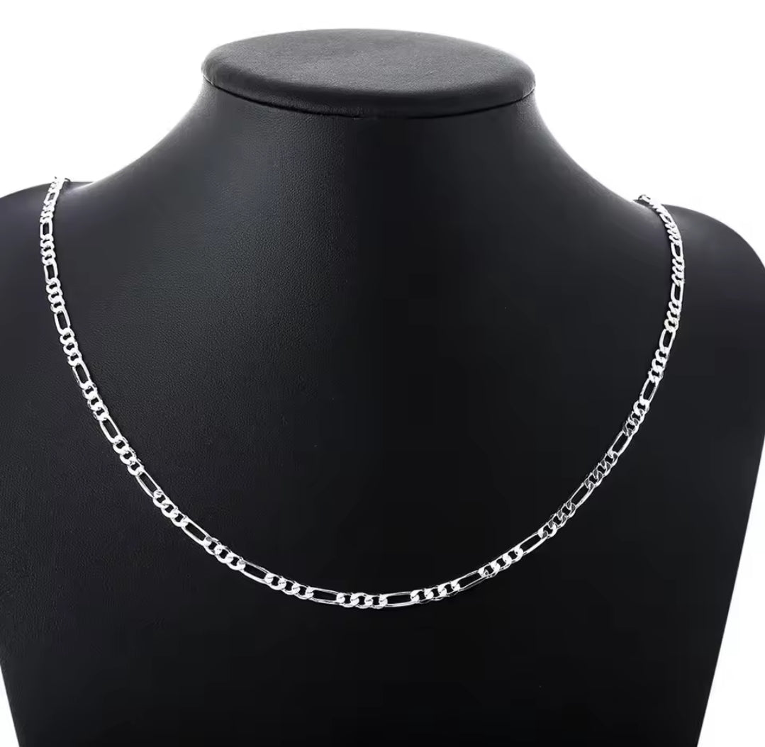40-75cm 925 Silver 4mm Figaro Chain Necklace For Women Men Hip Hop Jewelry Gift