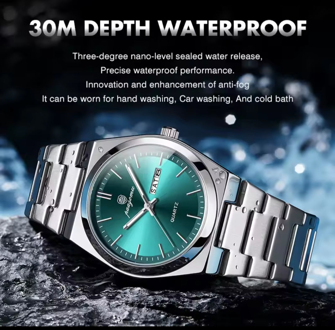 PAAZOMU Fashion Men's Quartz Watch Stainless Steel Waterproof Luminous Man Watch Chronograph Date Multifunction Watches For Men