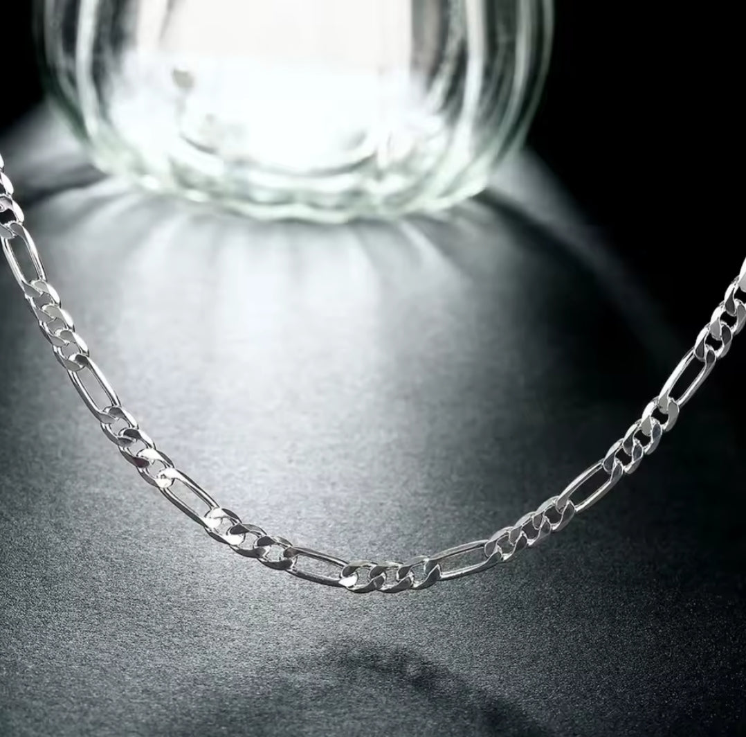 40-75cm 925 Silver 4mm Figaro Chain Necklace For Women Men Hip Hop Jewelry Gift